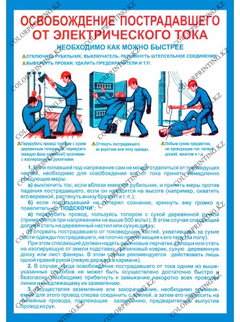 Освобождение пострадавшего от электрического тока 1 плакат