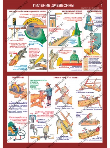 Безопасность труда при деревообработке - комплект из 5 плакатов