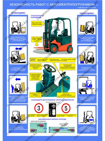Безопасность работ с автопогрузчиком комплект из 2 плакатов