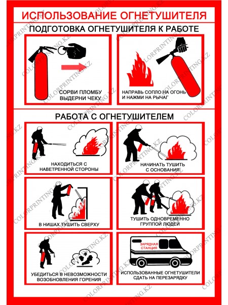 Использование огнетушителя 20х30 см.